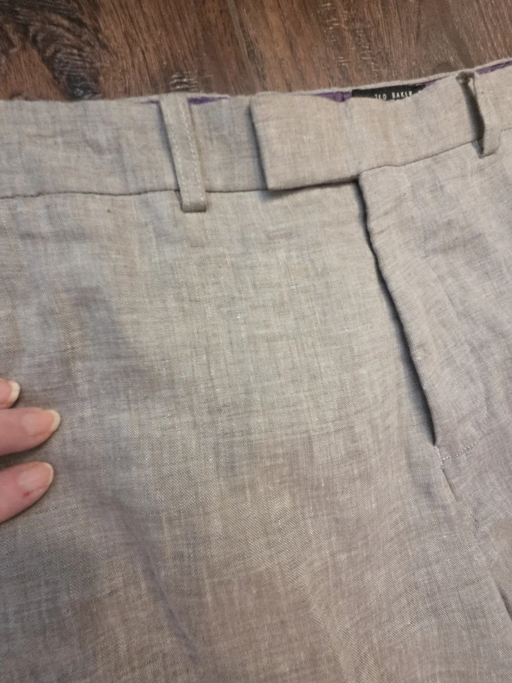 Ted Baker London 'Linobot' Linen Dress Pants Tan Beige Tailored Trousers -Sz 38R
